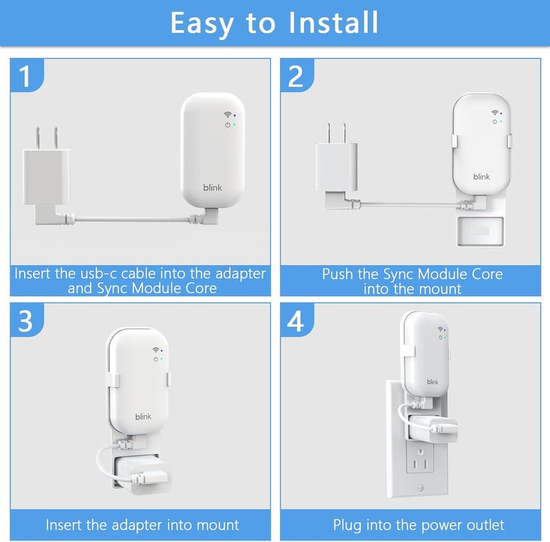 Gresus Outlet Wall Mount for Blink Sync Module Core, Sync Module Mount Holder for Blink Outdoor/Indoor Security Camera, No Drilling No Messy Wires Camera Mount with Short Cable (1Pack) - Image 5